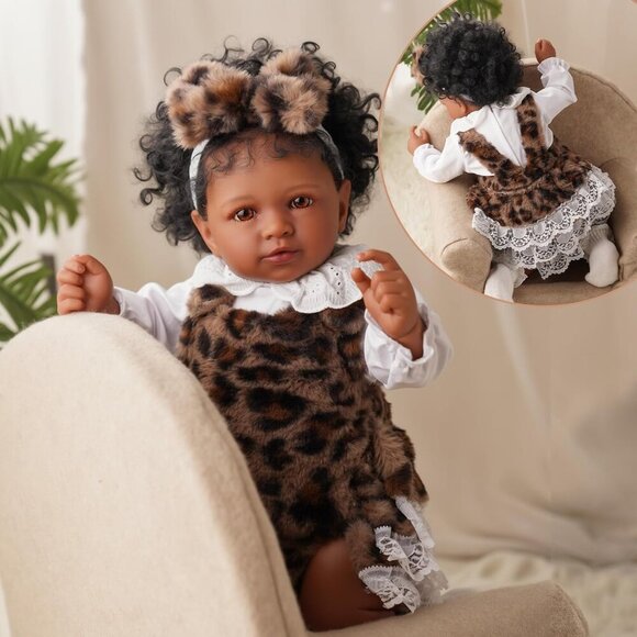 🆕Kids Realistic Reborn Baby Doll Black Girl 20 Inch Soft Body Newborn Baby Doll - Picture 2 of 8